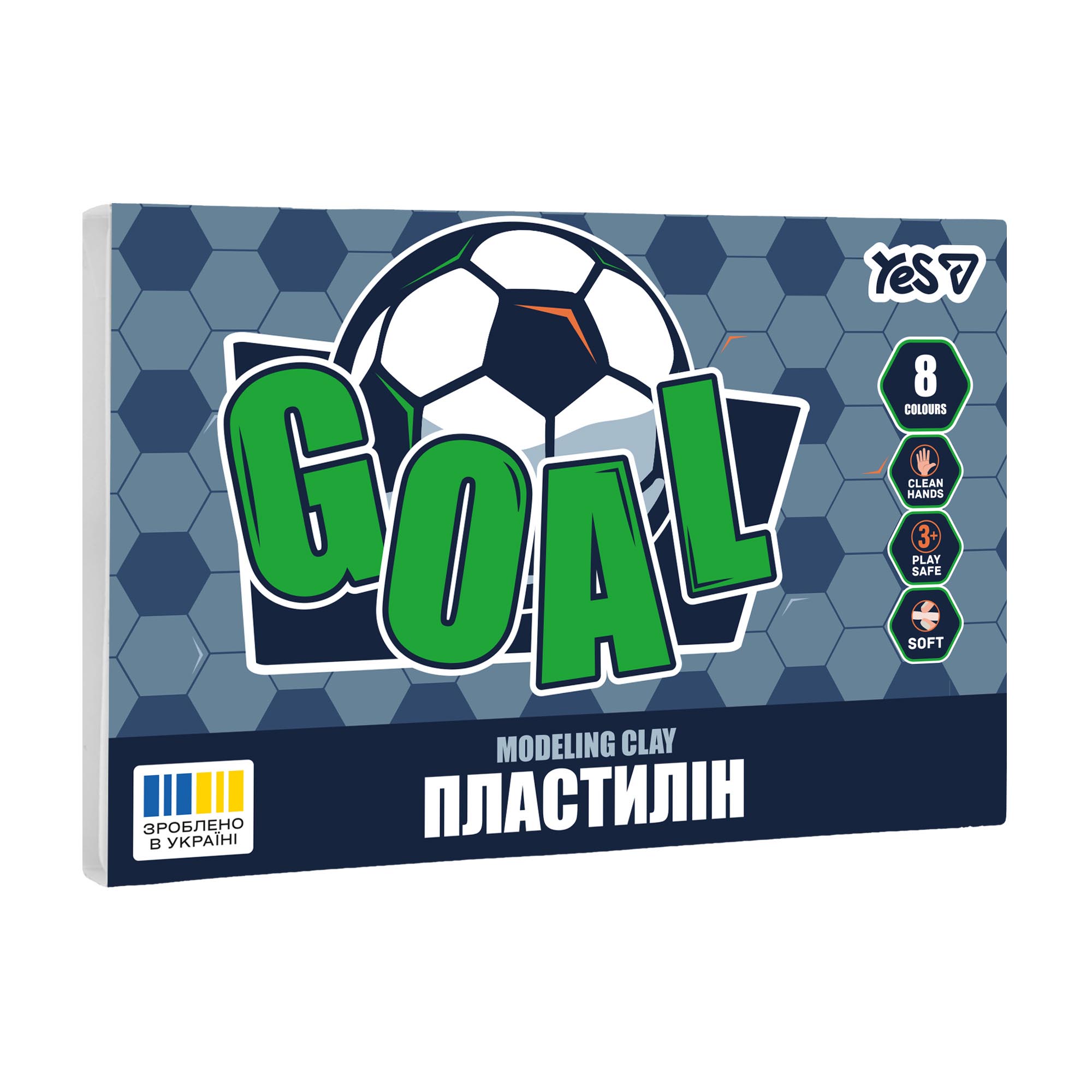 Пластилін YES Football, кор., стек, 8 кол, 160г, 540712     