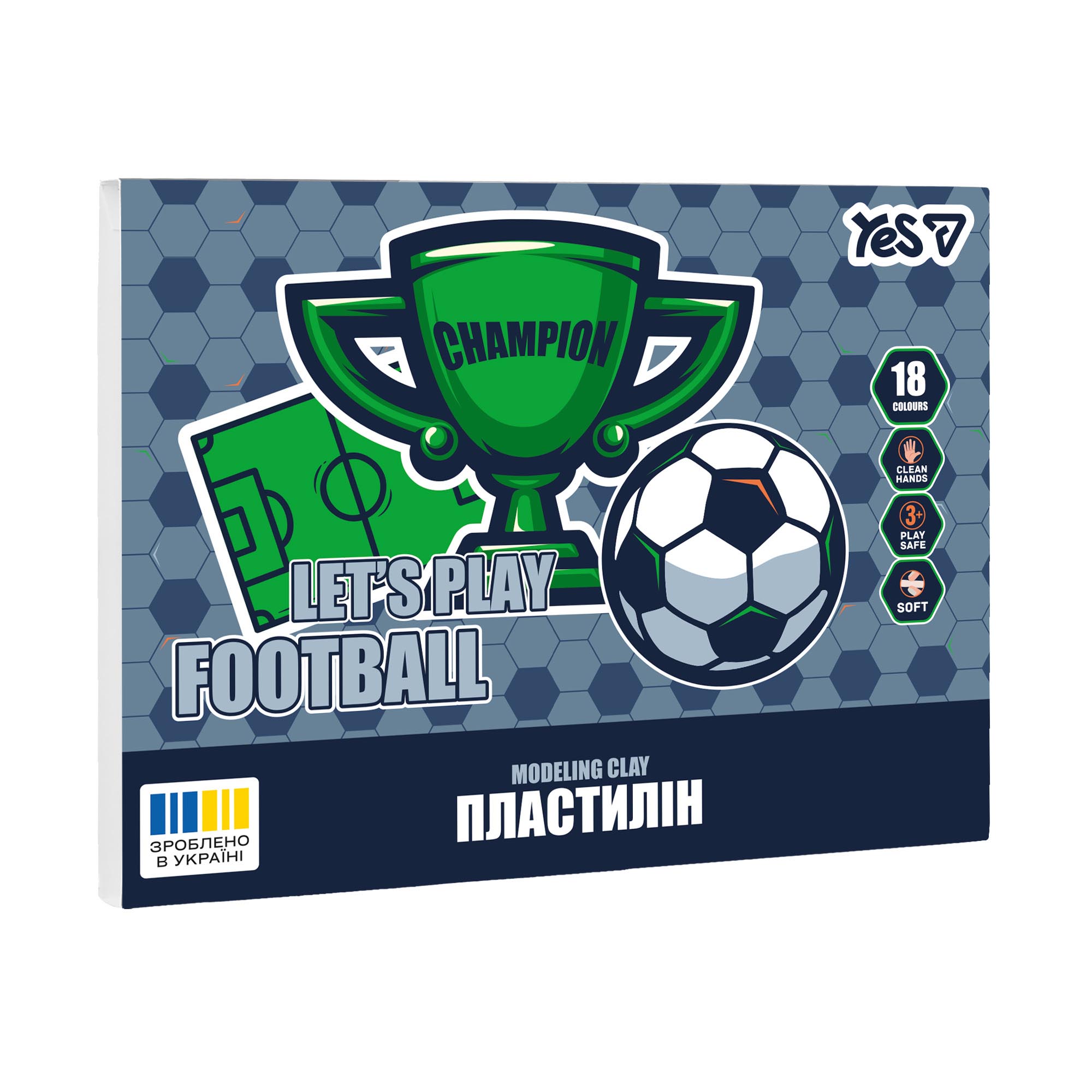 Пластилін YES Football, кор., стек, 18 кол, 360г, 540715     