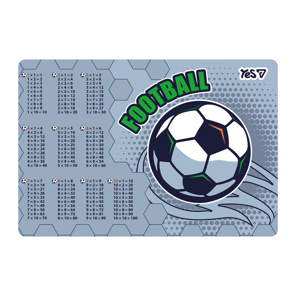 Підкладка пластикова Football. Таблиця множення. 492377 YES