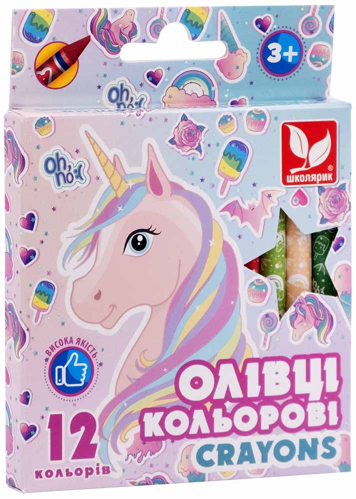 Олівці кольорові Crayons Unicorn 12 кольорів 316121009-UA Школярик