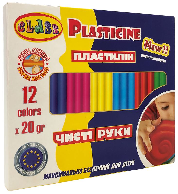 Пластилін Чисті руки MAXI 12кол.*20гр., стек, ECO, 7646С, Class