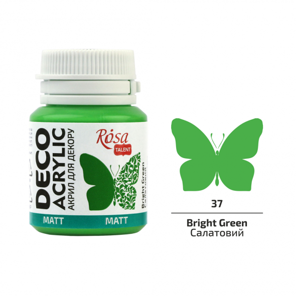 Акрил для декору 37, Салатовий, матовий, 20 мл, ROSA Talent