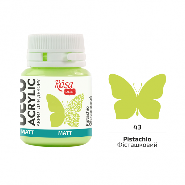 Акрил для декору 43, Фісташковий, матовий, 20 мл, ROSA Talent