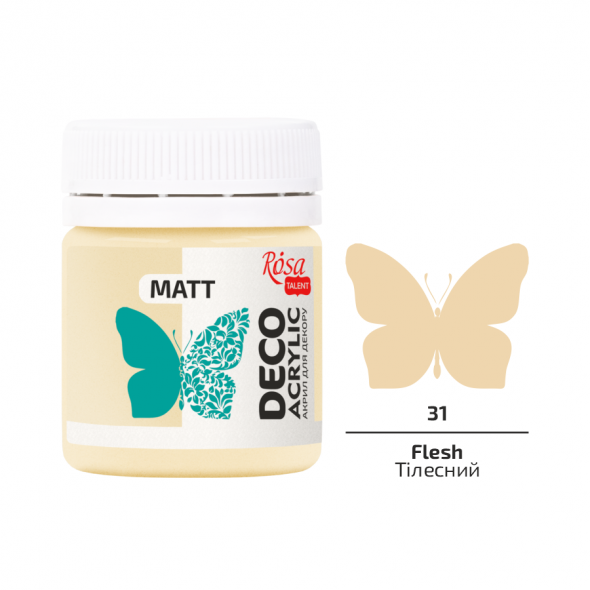 Акрил для декору 31, Тiлесний, матовий, 20 мл, ROSA Talent