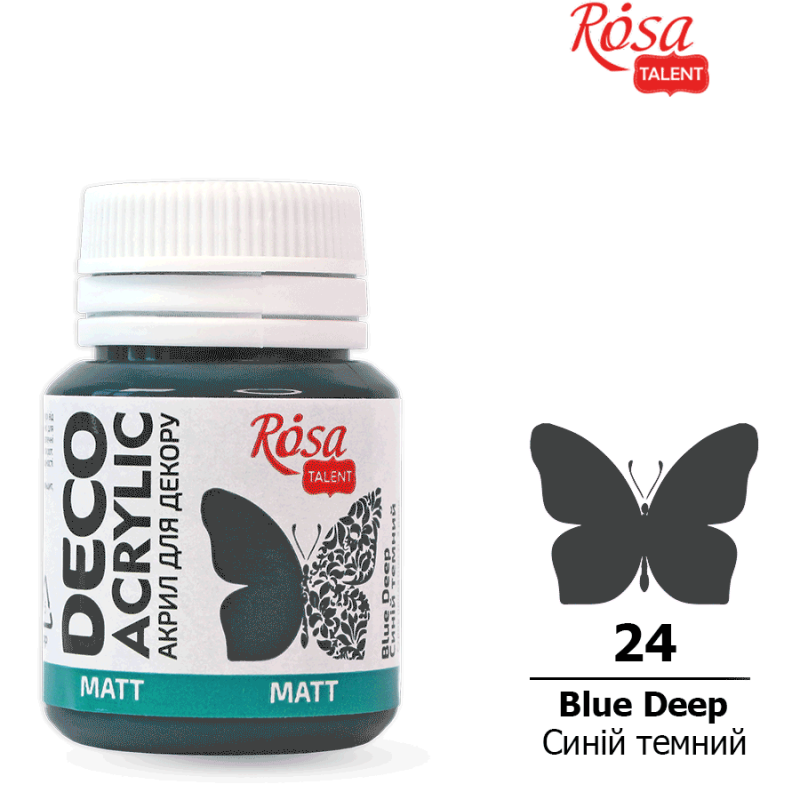 Акрил для декору 24, Синій темний, матовий, 20 мл, ROSA Talent