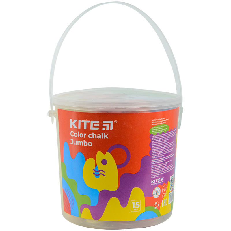 Крейда кольорова Jumbo, 15 шт. у відерці Kite Fantasy K22-074-2