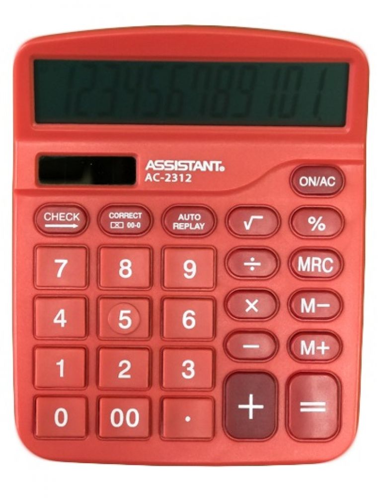 Калькулятор настільний, 12 розрядів, AC-2312, Assistant (red)