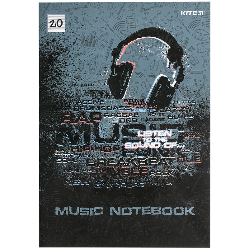 Зошит для нот А4, 20арк, Listen to the sound K21-404 Kite