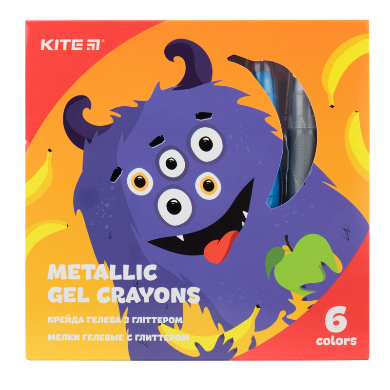 Крейда гелева з глітером, 6 кольорів, Jollies K19-095-6 Kite
