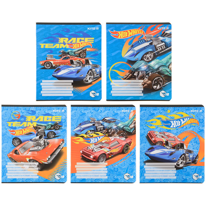 Зошит 18 арк., лінія, гібр. лак + УФ лак, Hot Wheels HW22-237 Kite
