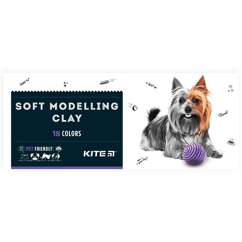 Пластилін восковий, 18 кольорів, 360 г. Kite Dogs K22-085