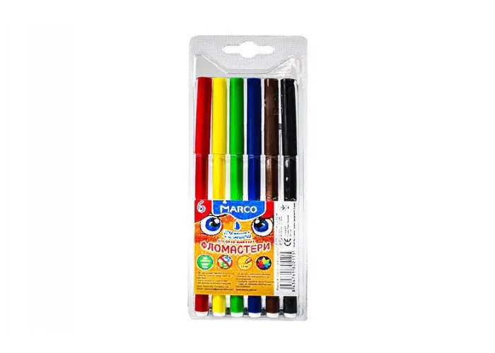 Фломастери 6 кольорів Super Washable, 1690-06 Marco 