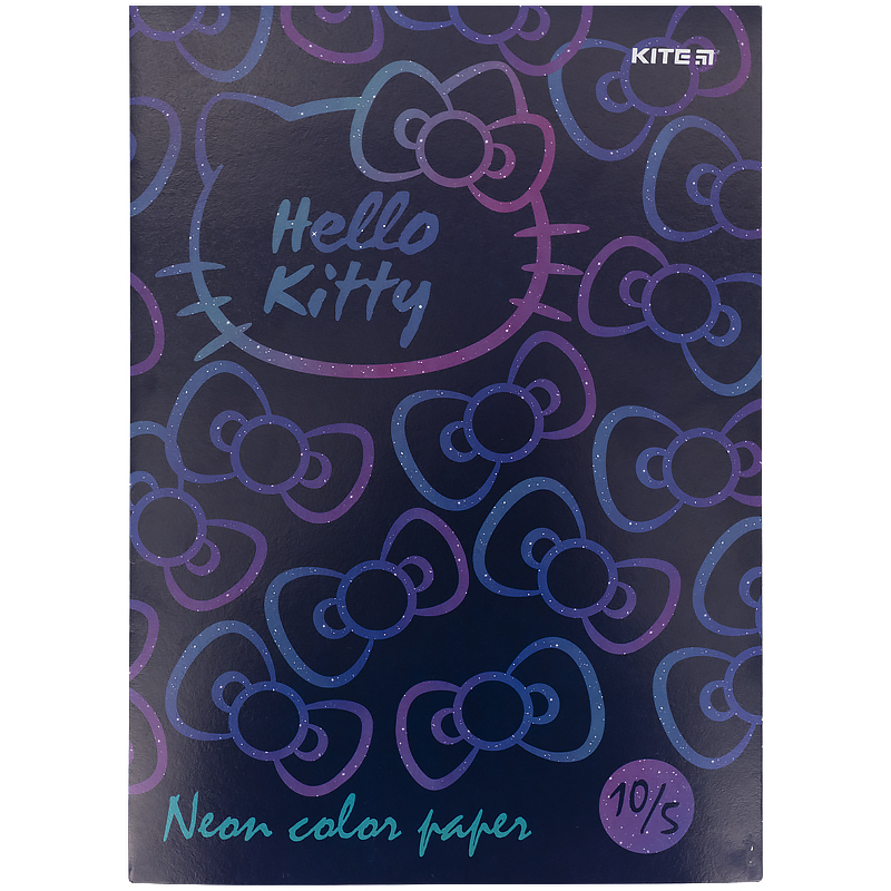 Папір кольоровий неон. (10арк/5кол)  А4 Hello Kitty HK21-252 Kite