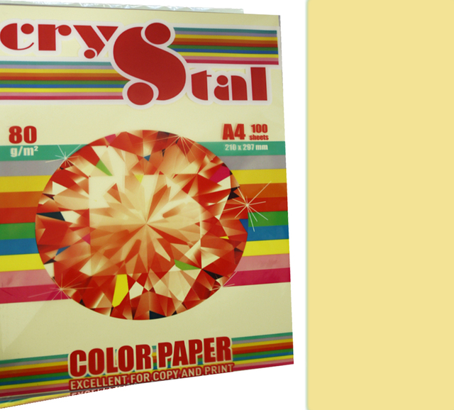 Папір кольоровий Crystal Color Paper А4 80 г/м. 100 арк. пастель Canary 115, св.жовтий