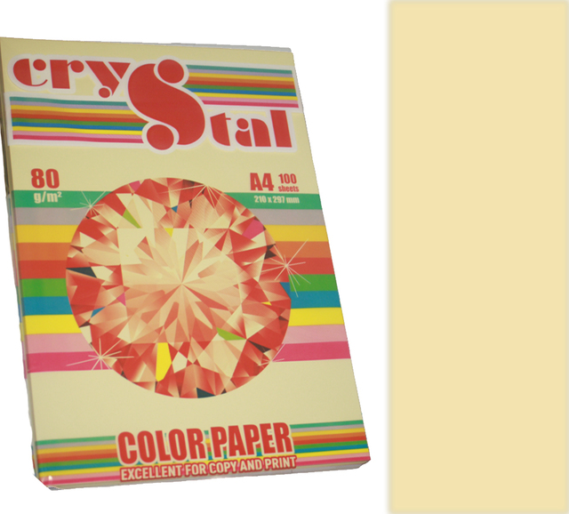 Папір кольоровий Crystal Color Paper А4 80 г/м. 100 арк. пастель Cream 110, кремовий