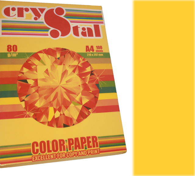 Папір кольоровий Crystal Color Paper А4 80 г/м. 100 арк. інтенсив Gold 200, золотий