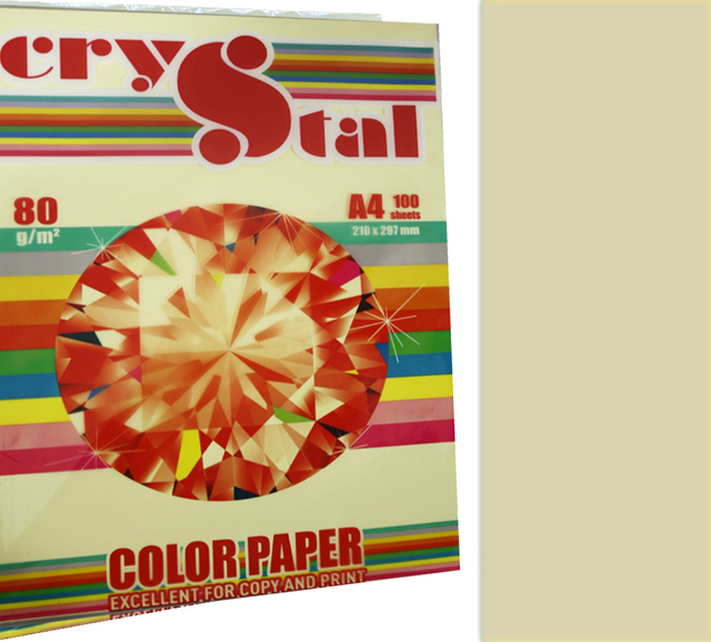 Папір кольоровий Crystal Color Paper А4 80 г/м. 100 арк. пастель Ivory 100, слонова кістка