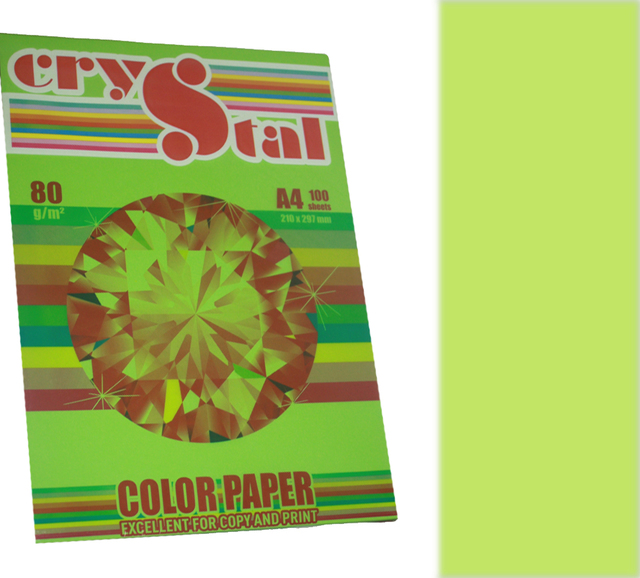 Папір кольоровий Crystal Color Paper А4 80 г/м. 100 арк. пастель Lagoon 130, св.зелений