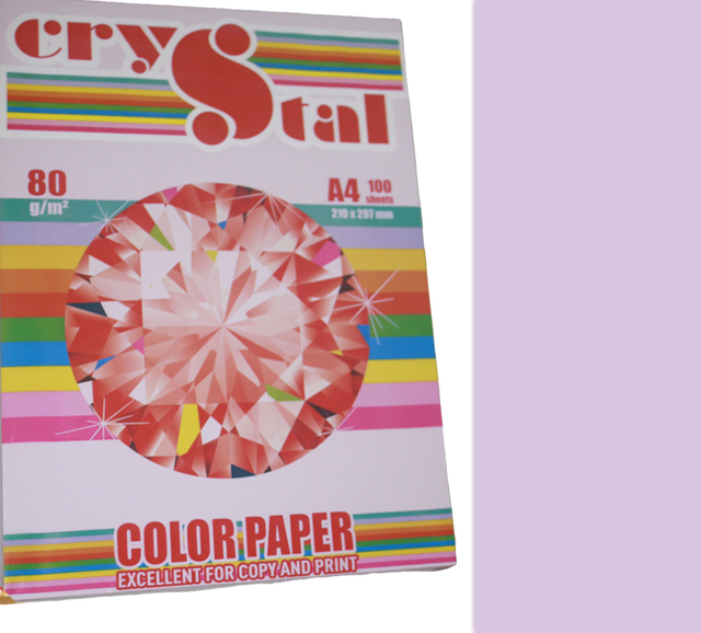 Папір кольоровий Crystal Color Paper А4 80 г/м. 100 арк. пастель Lavander 185, ліловий