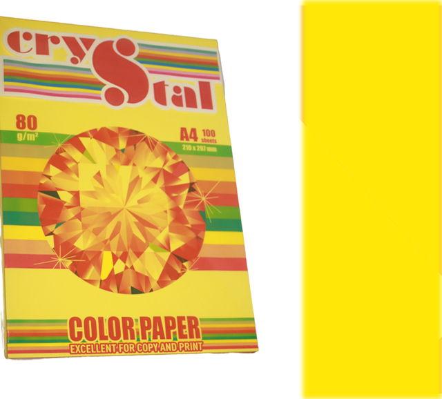 Папір кольоровий Crystal Color Paper А4 80 г/м. 100 арк. інтенсив Lemon 210, лимон