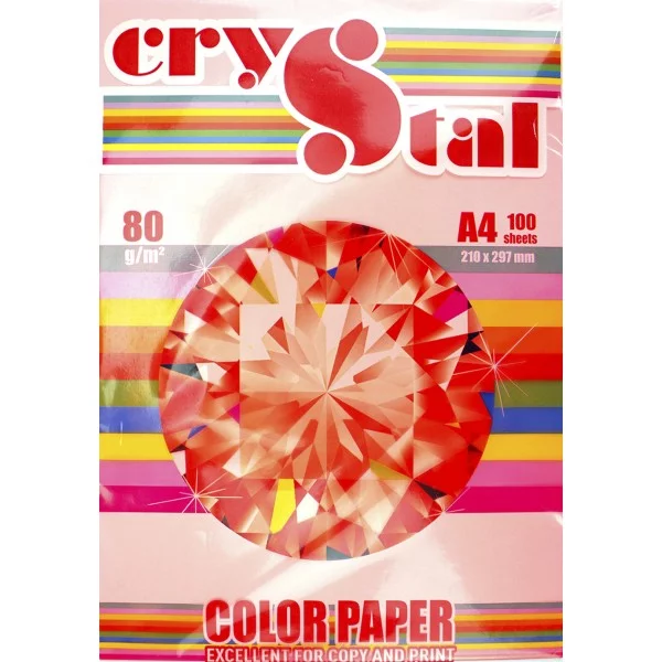 Папір кольоровий Crystal Color Paper А4 80 г/м. 100 арк. неон Neon Pink 342, рожевий