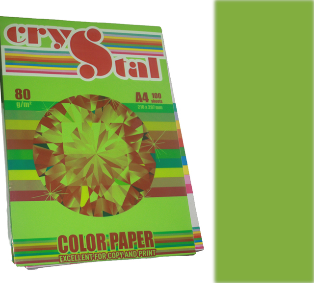 Папір кольоровий Crystal Color Paper А4 80 г/м. 100 арк. інтенсив Parrot 230, зелений