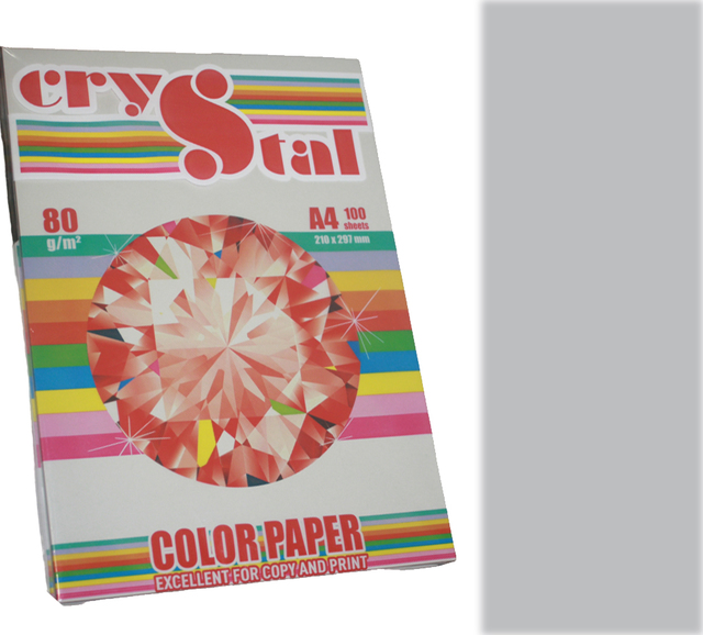 Папір кольоровий Crystal Color Paper А4 80 г/м. 100 арк. інтенсив Platinum 272, сірий
