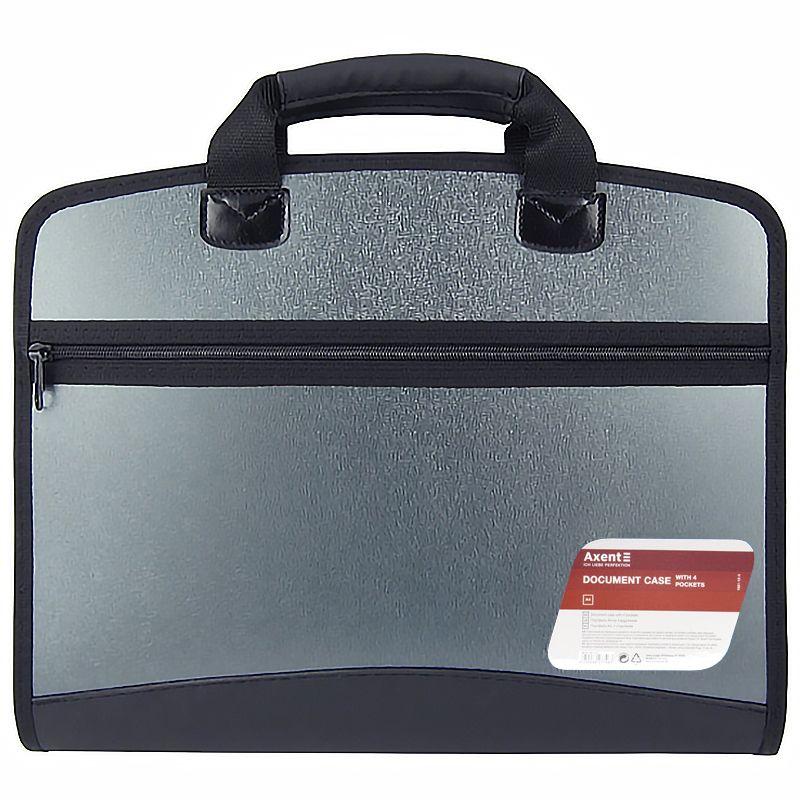 Портфель А4 на 4 відділення, сірий  металік 1621-11-A