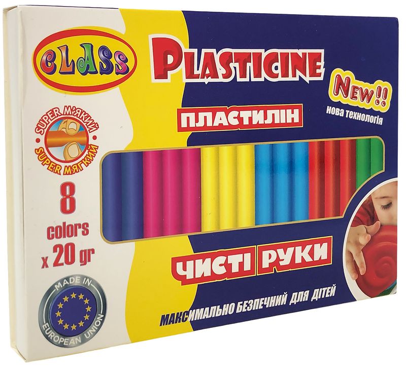 Пластилін Чисті руки MAXI 8кол.*20гр., стек, ECO, 7644С, Class
