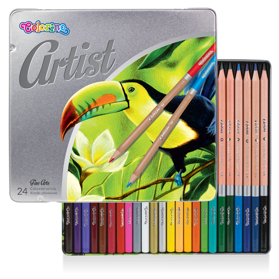 Олівці кольорові premium, серія Artist, 24 кол. в метал.коробці Colorino 83263PT