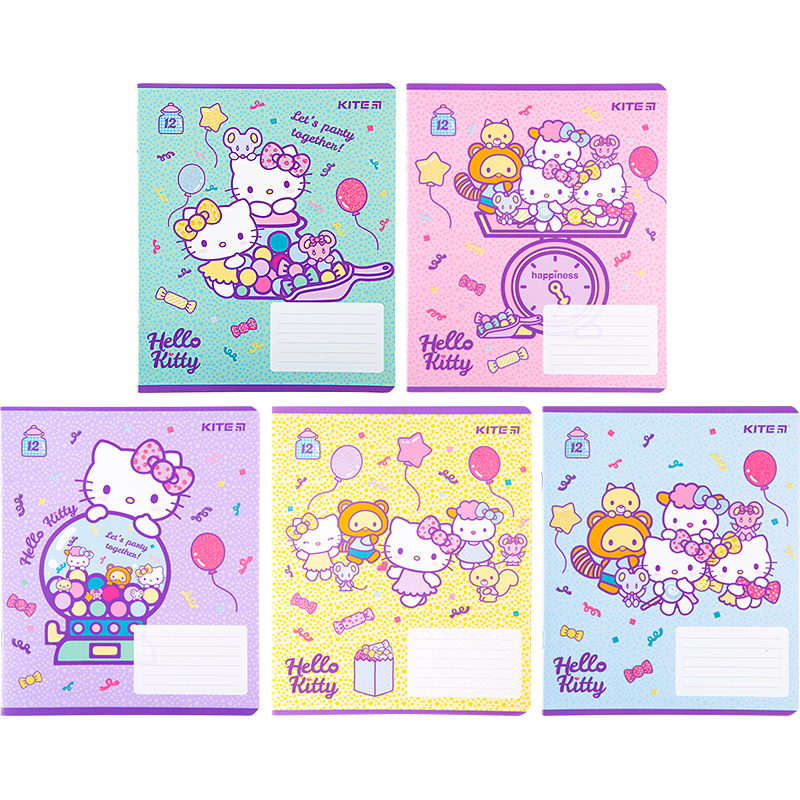 Придбати Зошит 12 арк., клітинка, УФ лак + глітер, Hello Kitty
