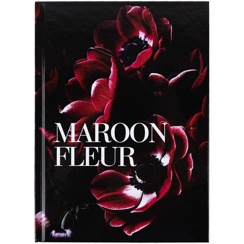 Книга записна тверда обкл. А5, 96 арк., кліт., Maroon fleur 8459-1-A