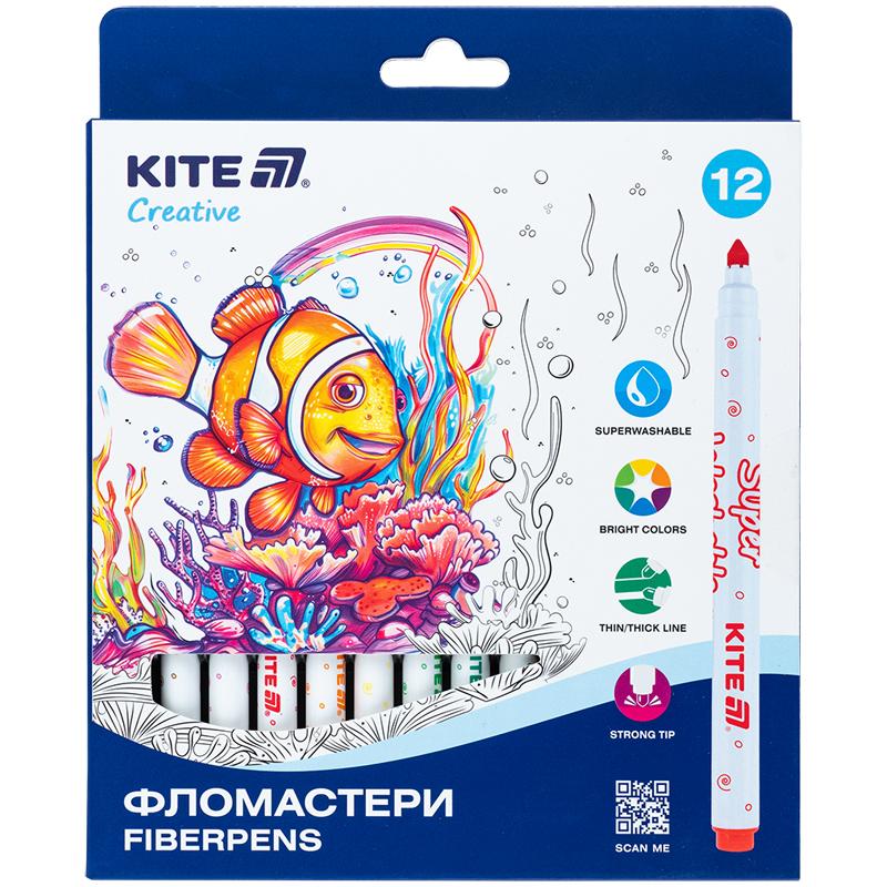Фломастери, набір 12шт, Kite Creative Superwashable K-1152