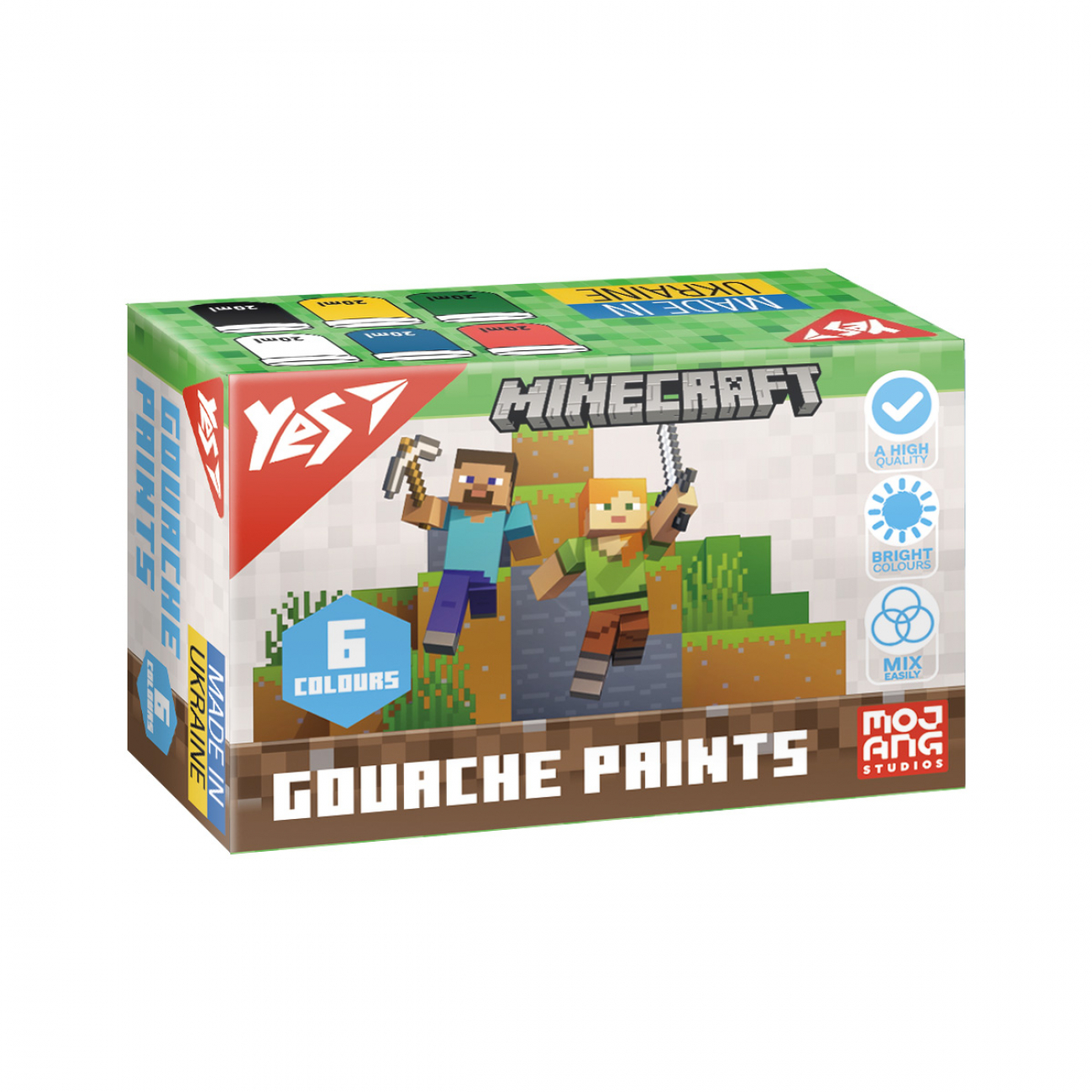 Фарби гуашеві Minecraft 6 кол. 20 мл., 230405 YES