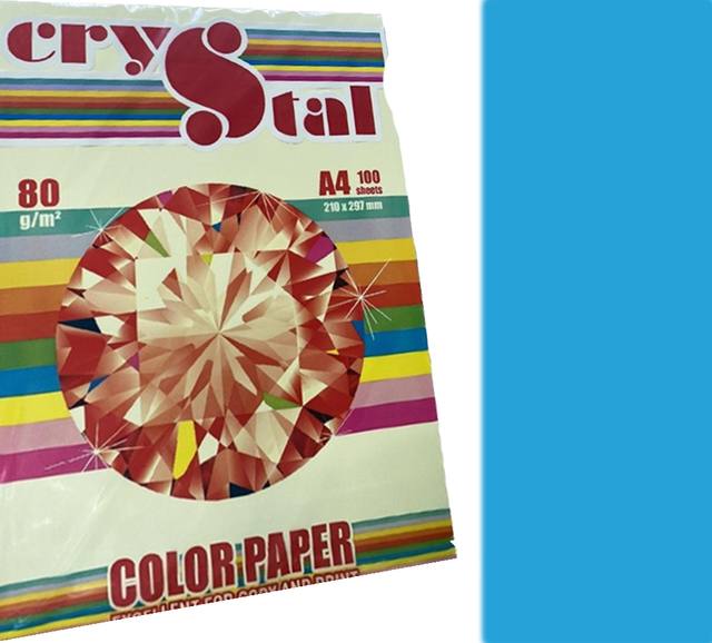 Папір кольоровий Crystal Color Paper А4 80 г/м. 100 арк. інтенсив Turquoise 220, синій