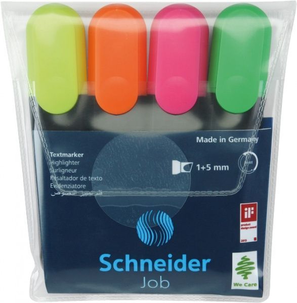Набір текстових маркерів Schneider Job 1-4,5 мм, 4 кольори в блістері, S1500**