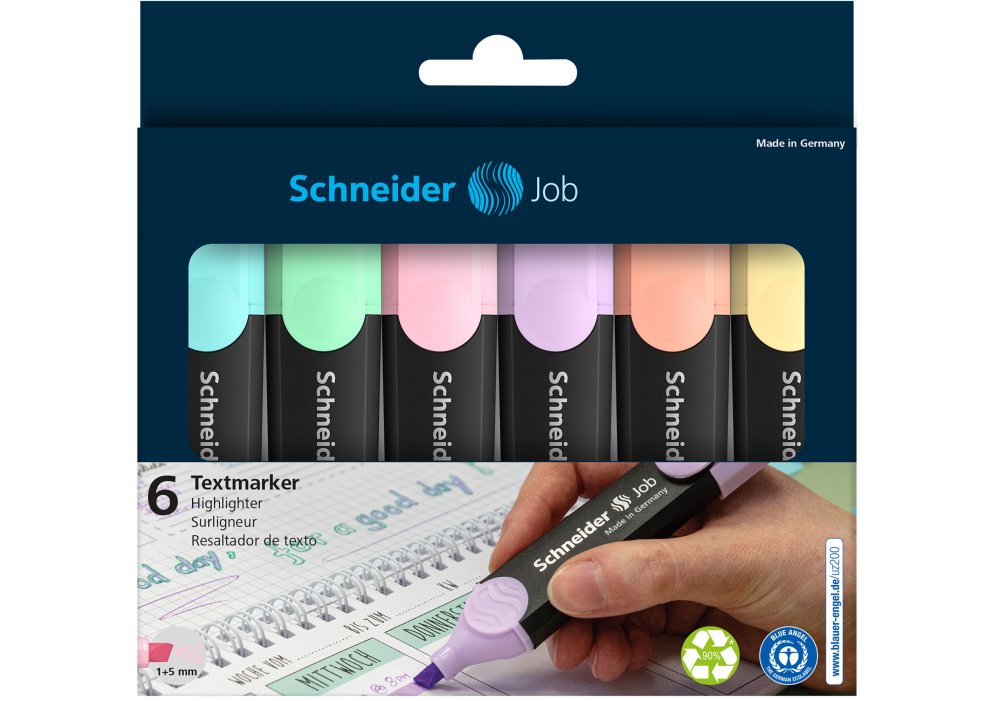 Набір текстових маркерів Schneider Job 150, 6 пастельних кольорів в блістері, S115097