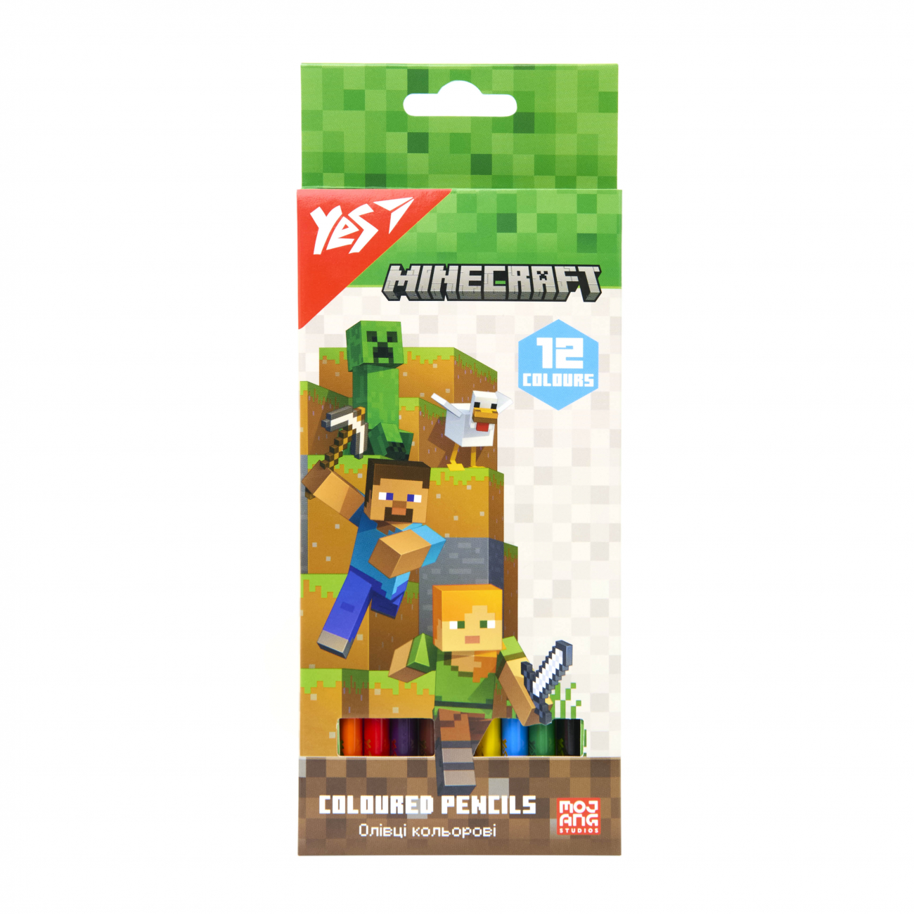 Олівці кольорові тригранні, 12 шт. Minecraft, 290760 YES