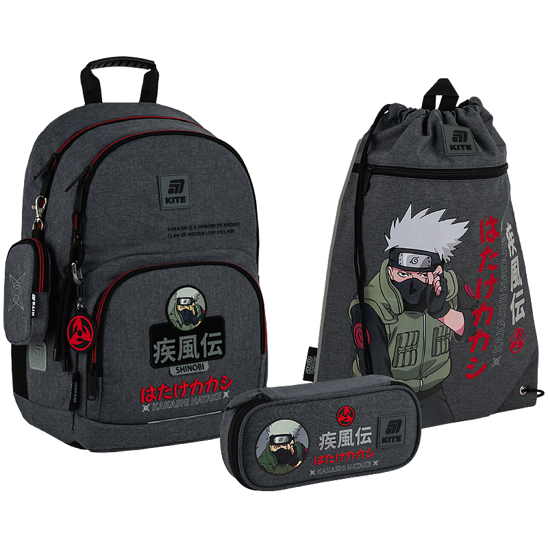 Набір рюкзак + пенал + сумка для взуття Kite SET_NR25-585M-1 Naruto Shippuden