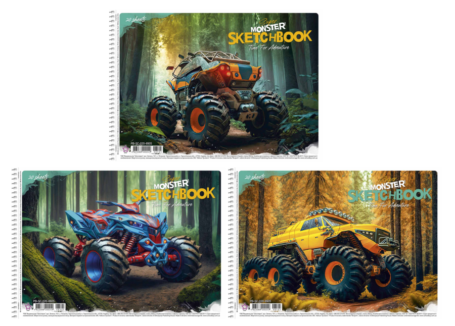 Альбом для малювання, спiраль, 20арк., 100г/м2, PB-SC-020-8505 Star