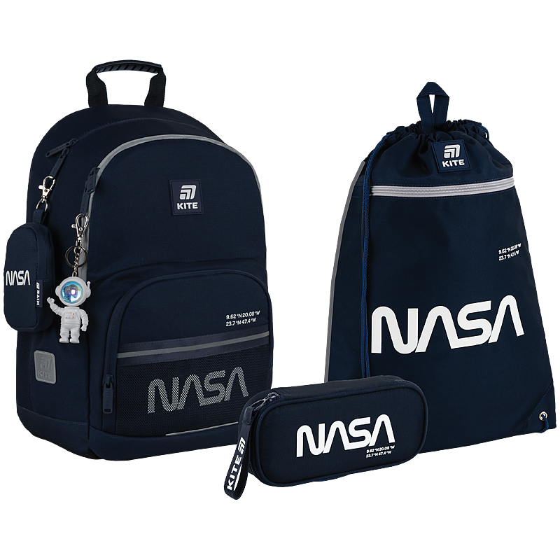 Набір рюкзак + пенал + сумка для взуття Kite SET_NS25-585M NASA