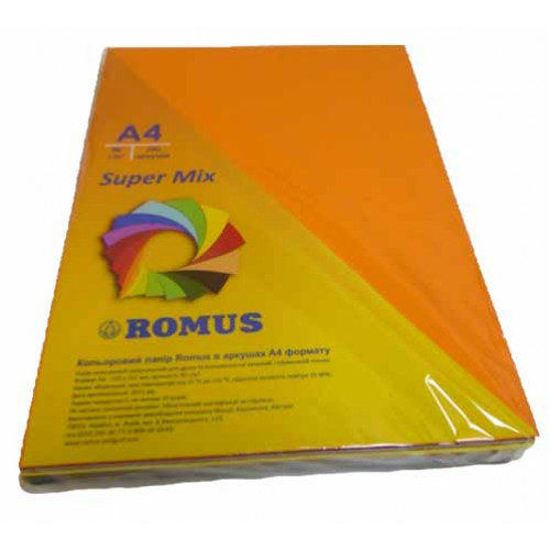 Папір кольоровий Super Mix, A4 80 г/м2, 10х25/250арк., R50959 Romus