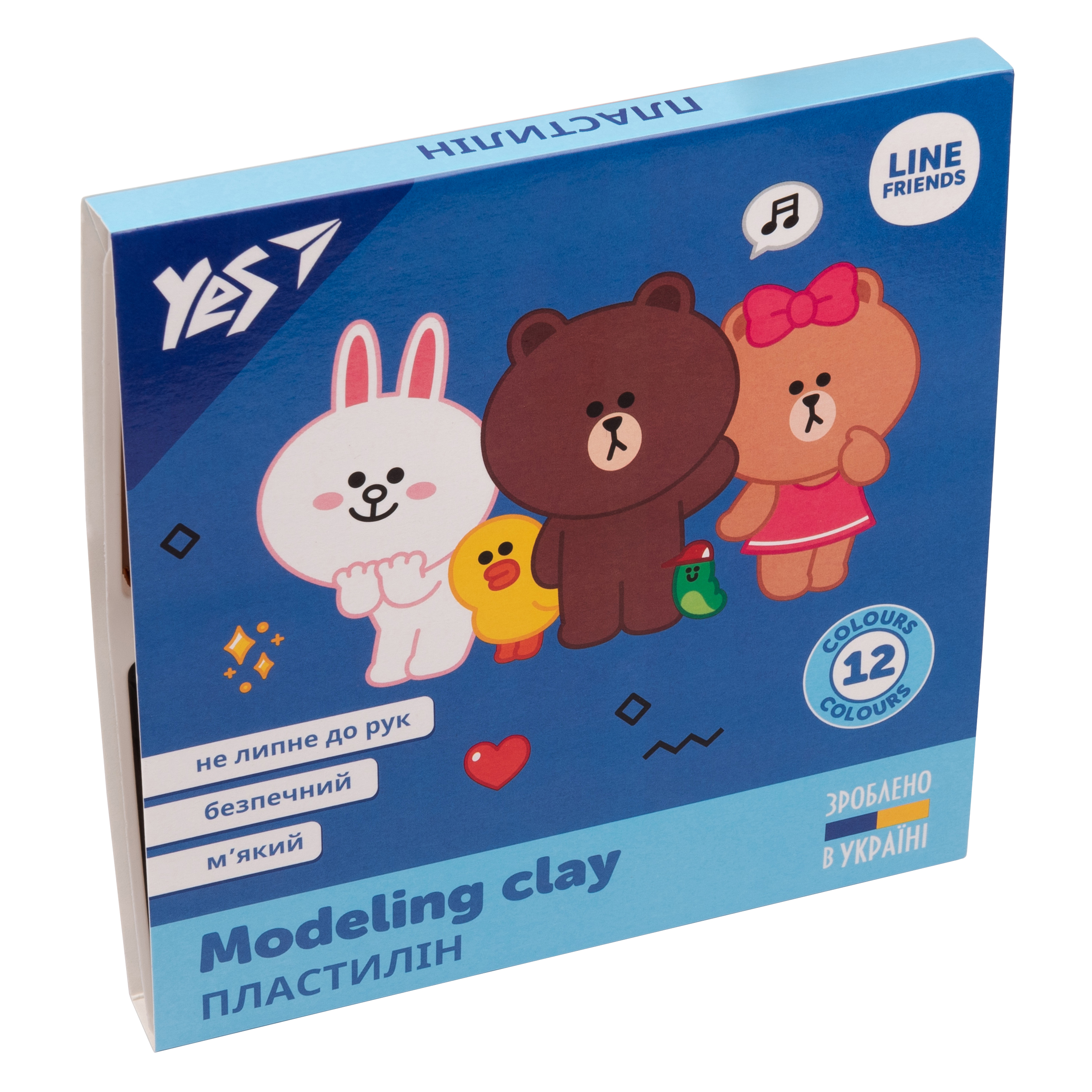 Пластилін YES Line Friends, кор., стек, 12 кол, 240г, 540621