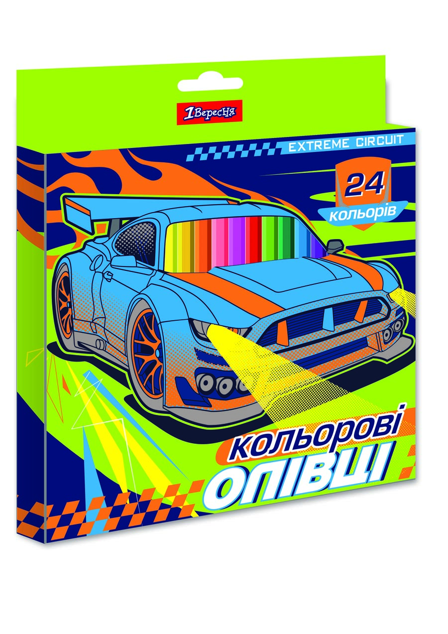 Олівці кольорові тригранні, 24 шт. 