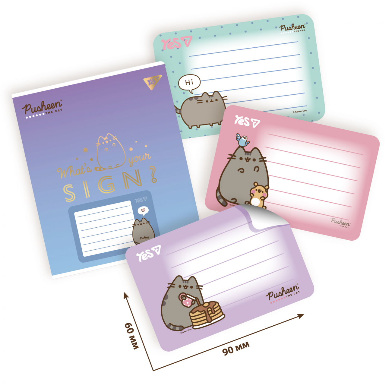 Наліпки на зошити YES Pusheen, 8 шт/уп, 955505     