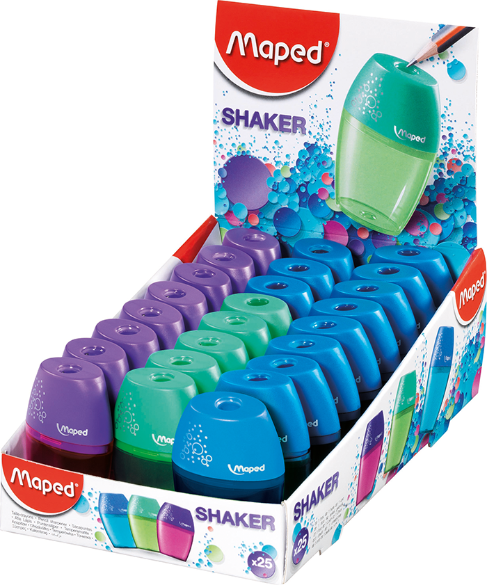 Чинка з контейнером SHAKER, 1 отв., дисплей, асорті, MP.534753