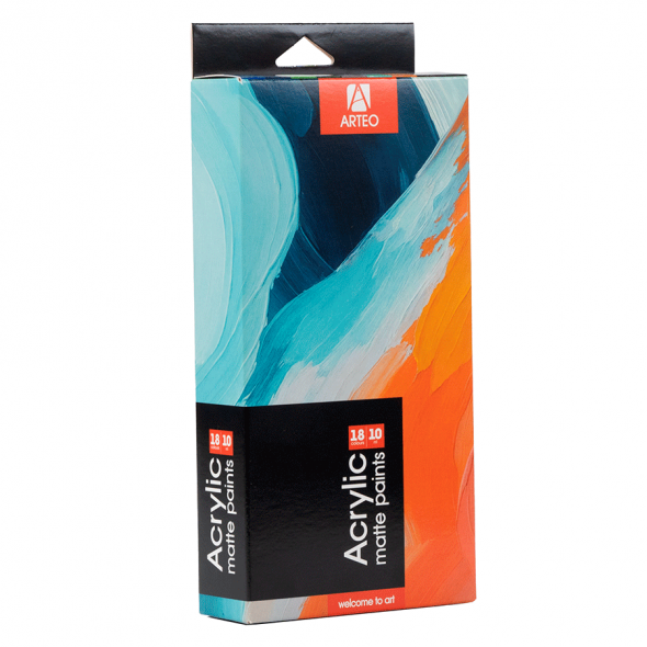 Набір акрилових фарб Art, матовий, 18x10мл, Arteo Набір акрилових фарб Art, матовий, 18x10мл, Arteo