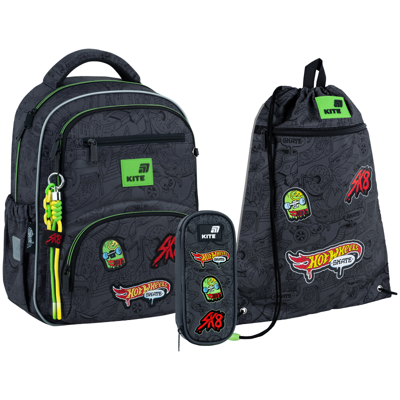 Набір рюкзак + пенал + сумка для взуття Kite SET_HW26-773M Hot Wheels