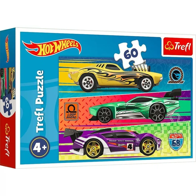 Пазли Trefl Перегони Хот Вілс / Mattel, Hot Wheels 60 елементів 33х22 см. 17389