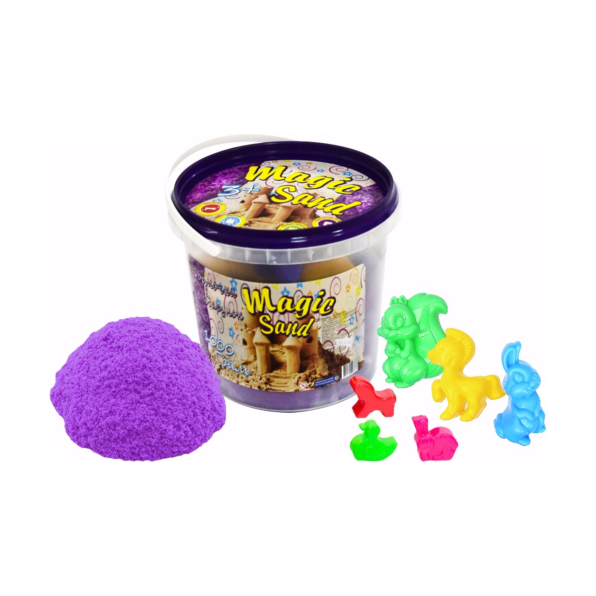 Кінетичний пісок Magic Sand бузковий у відрі 1 кг. 372-4